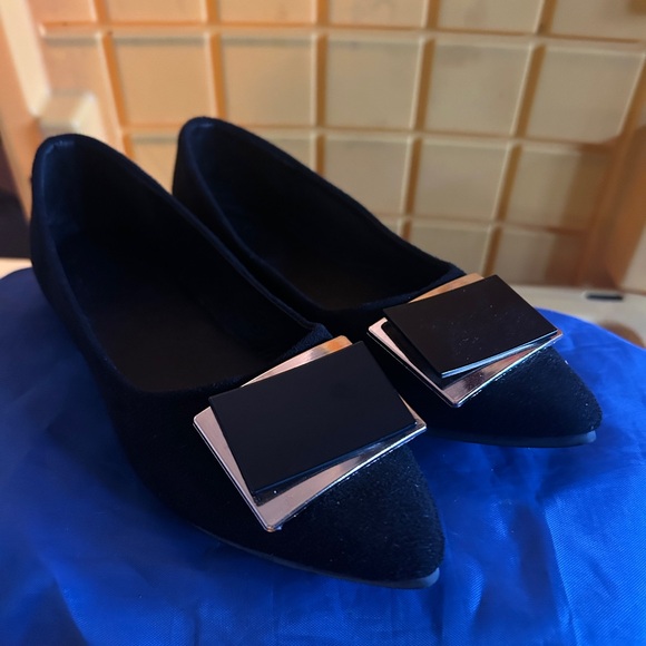 Black Pointed Toe Flats - Picture 1 of 4